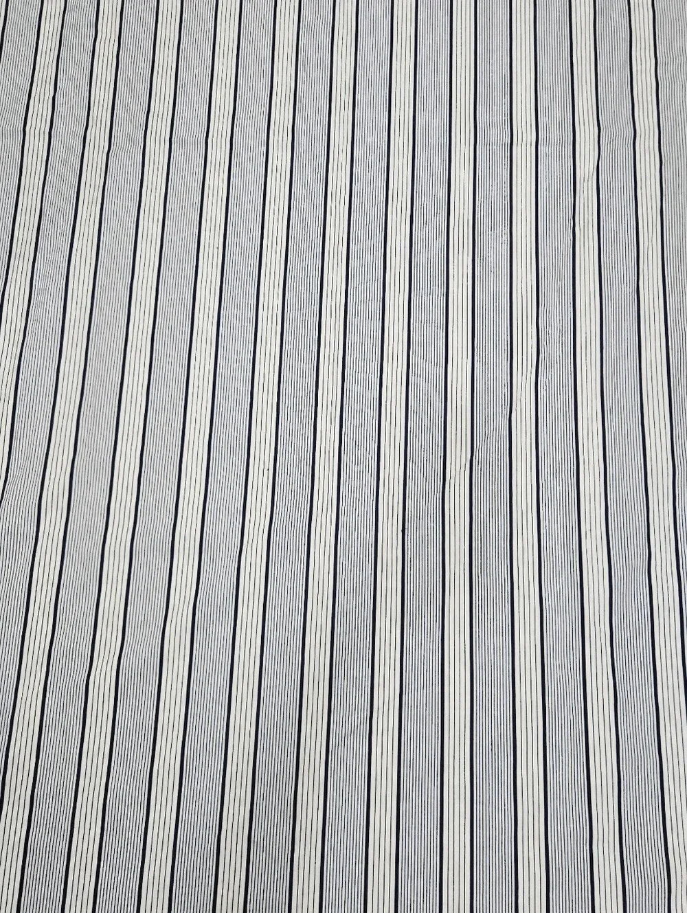 IKEA Alvine Tapet Blue White Floral Stripe Rev Curtain Panel Thick Cotton NWOT